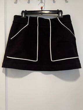 rag & bone Black Knit Hoodie with Cream Drawstring